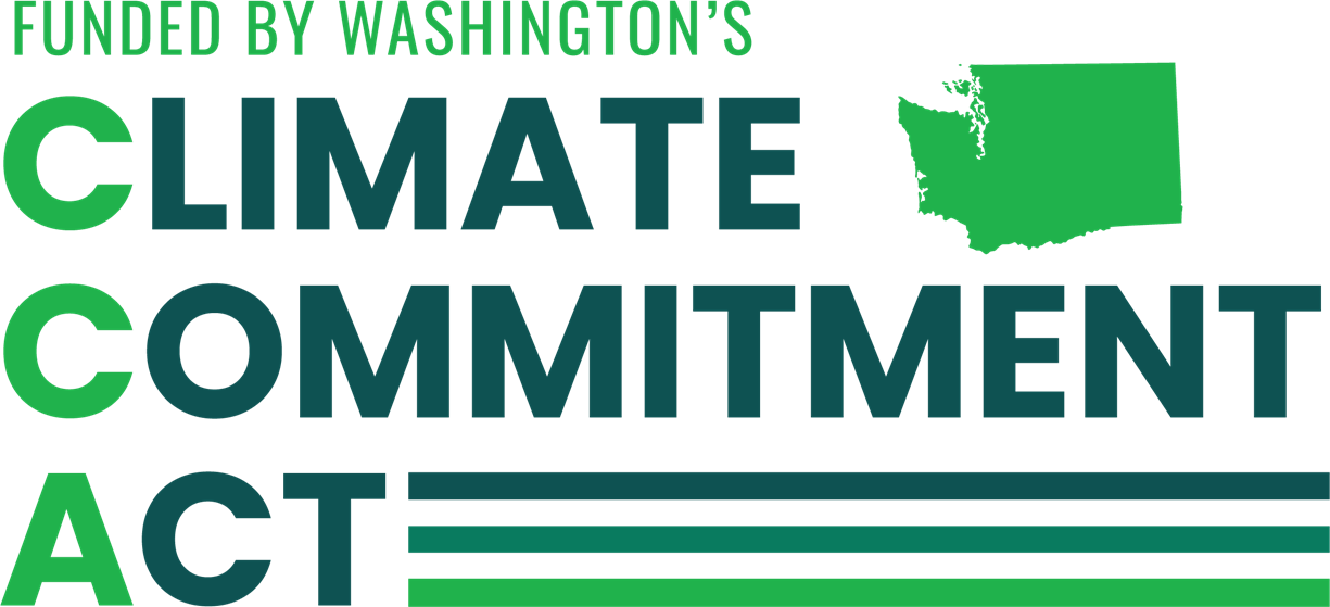 Climate Commitment Act logo: "Funded by Washington's Climate Commitment Act"